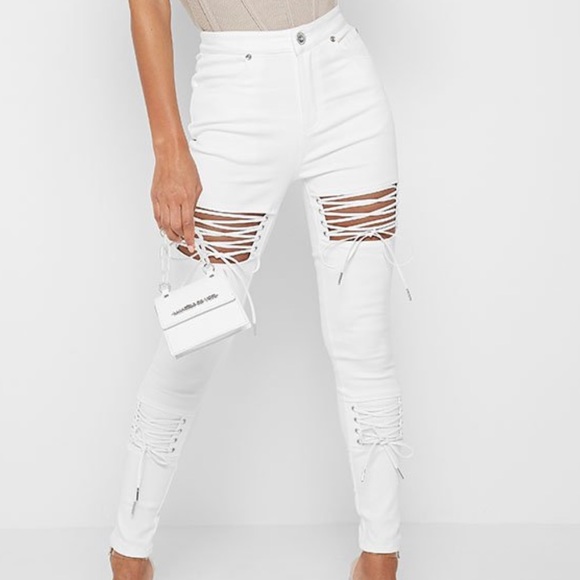cut up white jeans